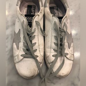 Golden Goose Superstar Sneakers Size 8 White/Silver/Gray WOMENS